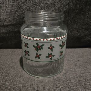 Holiday Glass Jar with Holly Design Indonesia